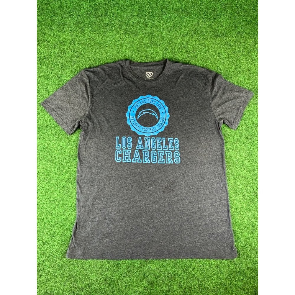 Chargers Los Angeles Grey Short Sleece Tee T-Shirt Mens Size 2XL